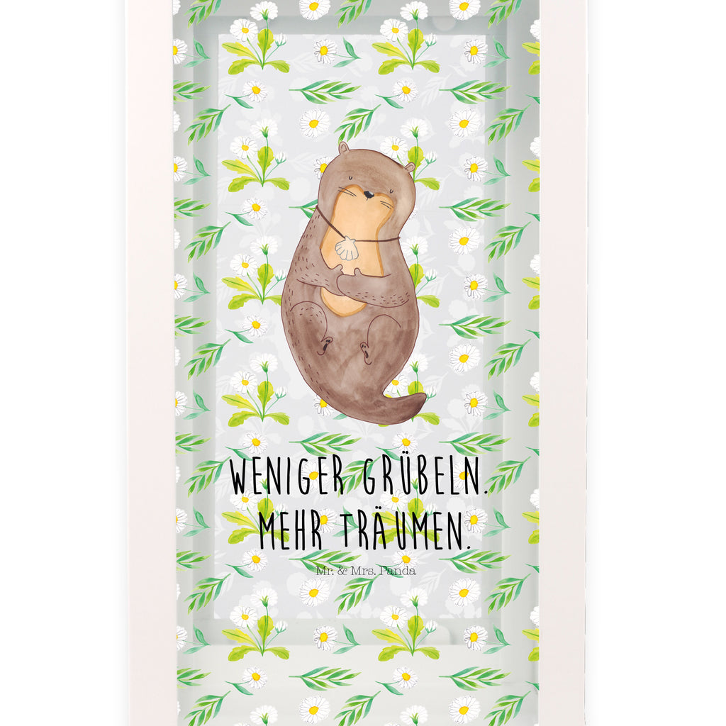 Deko Laterne Otter mit Muschelmedaillon Gartenlampe, Gartenleuchte, Gartendekoration, Gartenlicht, Laterne  kleine Laternen, XXL Laternen, Laterne groß, Otter, Fischotter, Seeotter, Otterliebe, grübeln, träumen, Motivation, Tagträumen, Büro