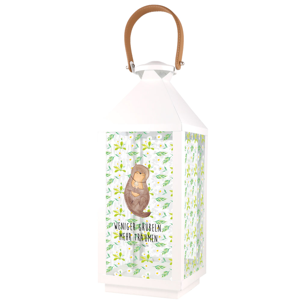 Deko Laterne Otter mit Muschelmedaillon Gartenlampe, Gartenleuchte, Gartendekoration, Gartenlicht, Laterne  kleine Laternen, XXL Laternen, Laterne groß, Otter, Fischotter, Seeotter, Otterliebe, grübeln, träumen, Motivation, Tagträumen, Büro