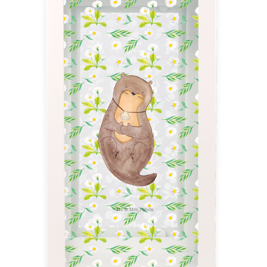 Deko Laterne Otter mit Muschelmedaillon Gartenlampe, Gartenleuchte, Gartendekoration, Gartenlicht, Laterne  kleine Laternen, XXL Laternen, Laterne groß, Otter, Fischotter, Seeotter, Otterliebe, grübeln, träumen, Motivation, Tagträumen, Büro