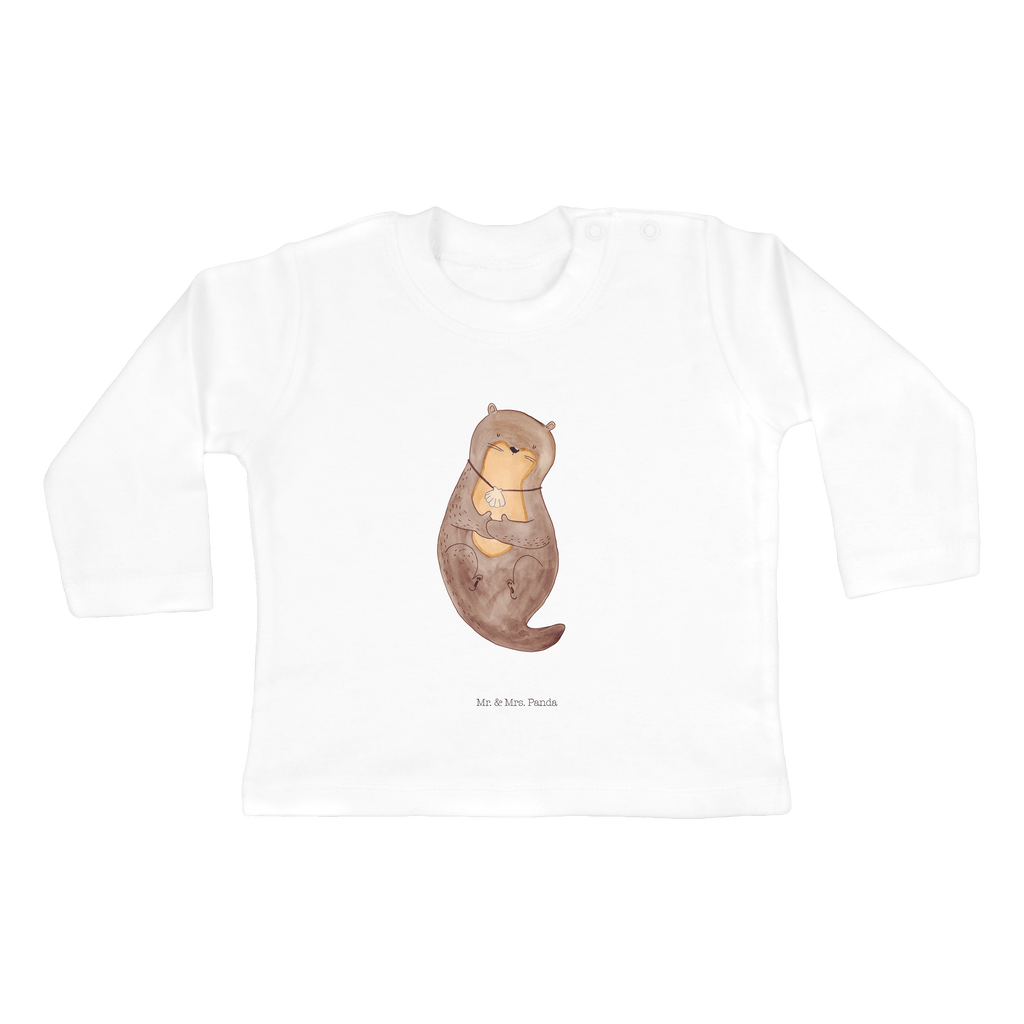 6-12 Monate Baby Longsleeve Otter mit Muschelmedaillon Mädchen, Jungen, Baby, Longsleeve, Langarm, Bio, Kleidung, uni, Langarmshirt, Otter, Fischotter, Seeotter, Otterliebe, grübeln, träumen, Motivation, Tagträumen, Büro