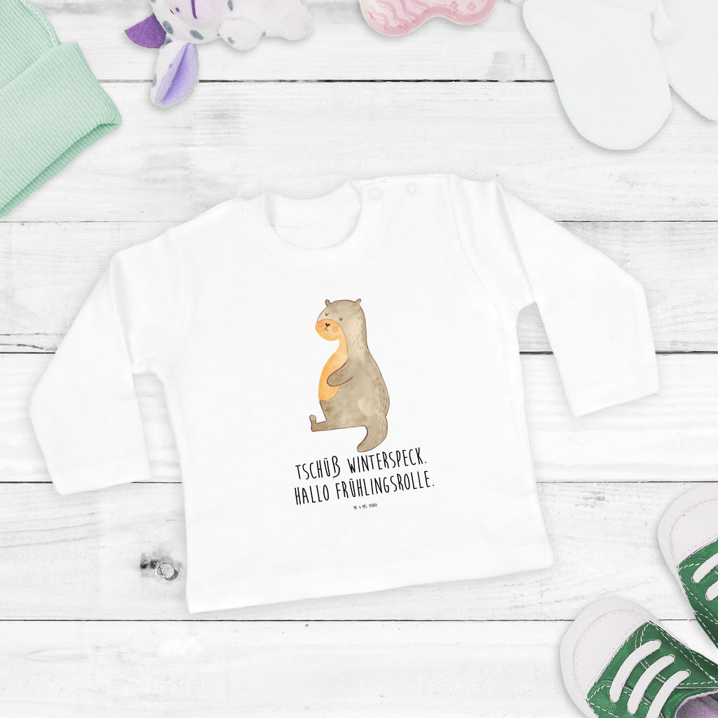 6-12 Monate Baby Longsleeve Otter Bauch Mädchen, Jungen, Baby, Longsleeve, Langarm, Bio, Kleidung, uni, Langarmshirt, Otter, Fischotter, Seeotter, Otter Seeotter See Otter