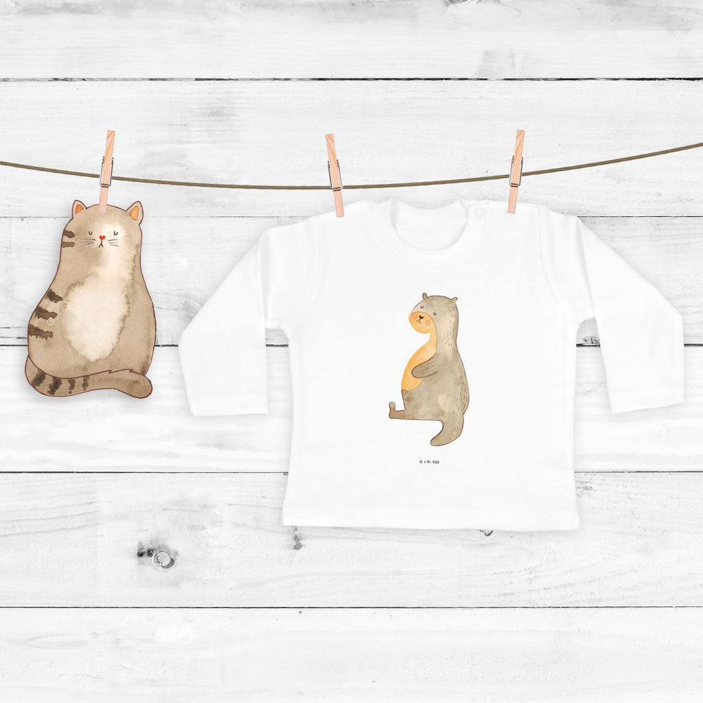 6-12 Monate Baby Longsleeve Otter Bauch Mädchen, Jungen, Baby, Longsleeve, Langarm, Bio, Kleidung, uni, Langarmshirt, Otter, Fischotter, Seeotter, Otter Seeotter See Otter
