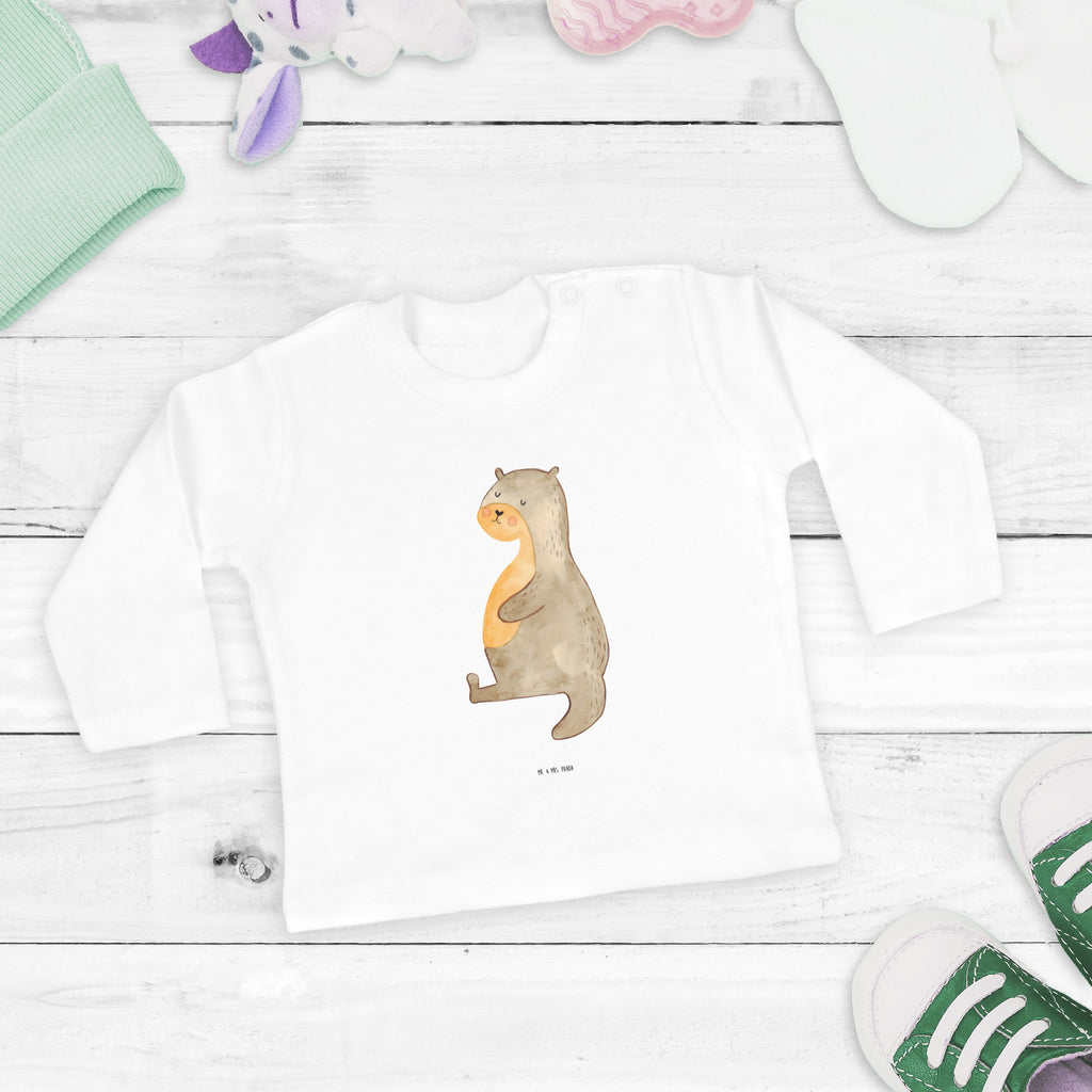 6-12 Monate Baby Longsleeve Otter Bauch Mädchen, Jungen, Baby, Longsleeve, Langarm, Bio, Kleidung, uni, Langarmshirt, Otter, Fischotter, Seeotter, Otter Seeotter See Otter
