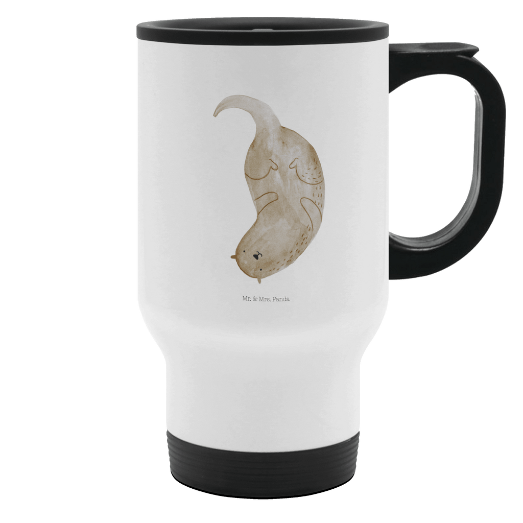 Thermobecher Otter kopfüber Thermobecher, To Go Becher, Thermotasse, Kaffeebecher, Isolierbecher, Thermobecher To Go, Warmhaltetasse, Edelstahlbecher, Reisebecher, Tasse mit Deckel, Thermobecher für 400 ml, Kaffeetasse zum Mitnehmen, Tasse zum Mitnehmen, Spülmaschinenfest, Otter, Fischotter, Seeotter, Otter Seeotter See Otter