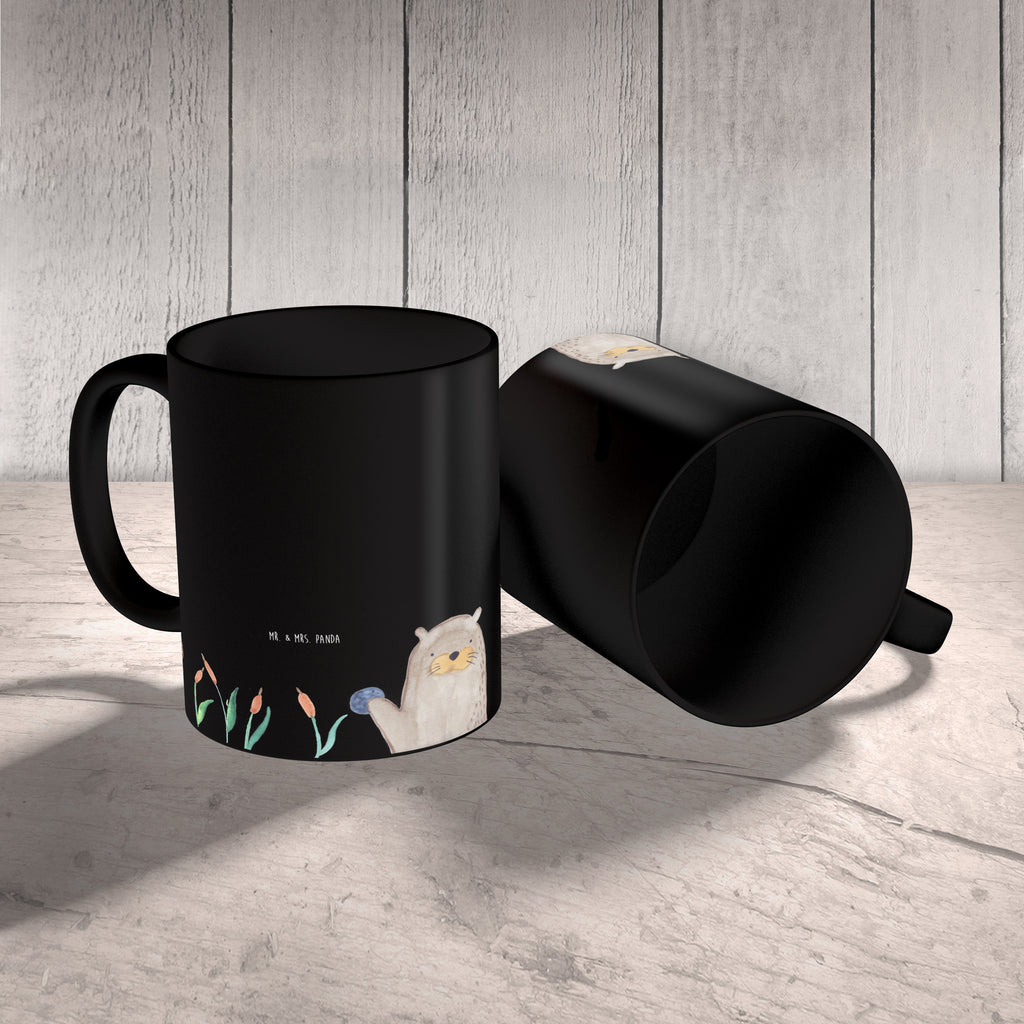 Tasse Otter mit Stein Otter Seeotter See Otter Becher, Kaffeetasse, Kaffeebecher, Tee, Frühstück, Büro  Otter,  Fischotter,  Seeotter