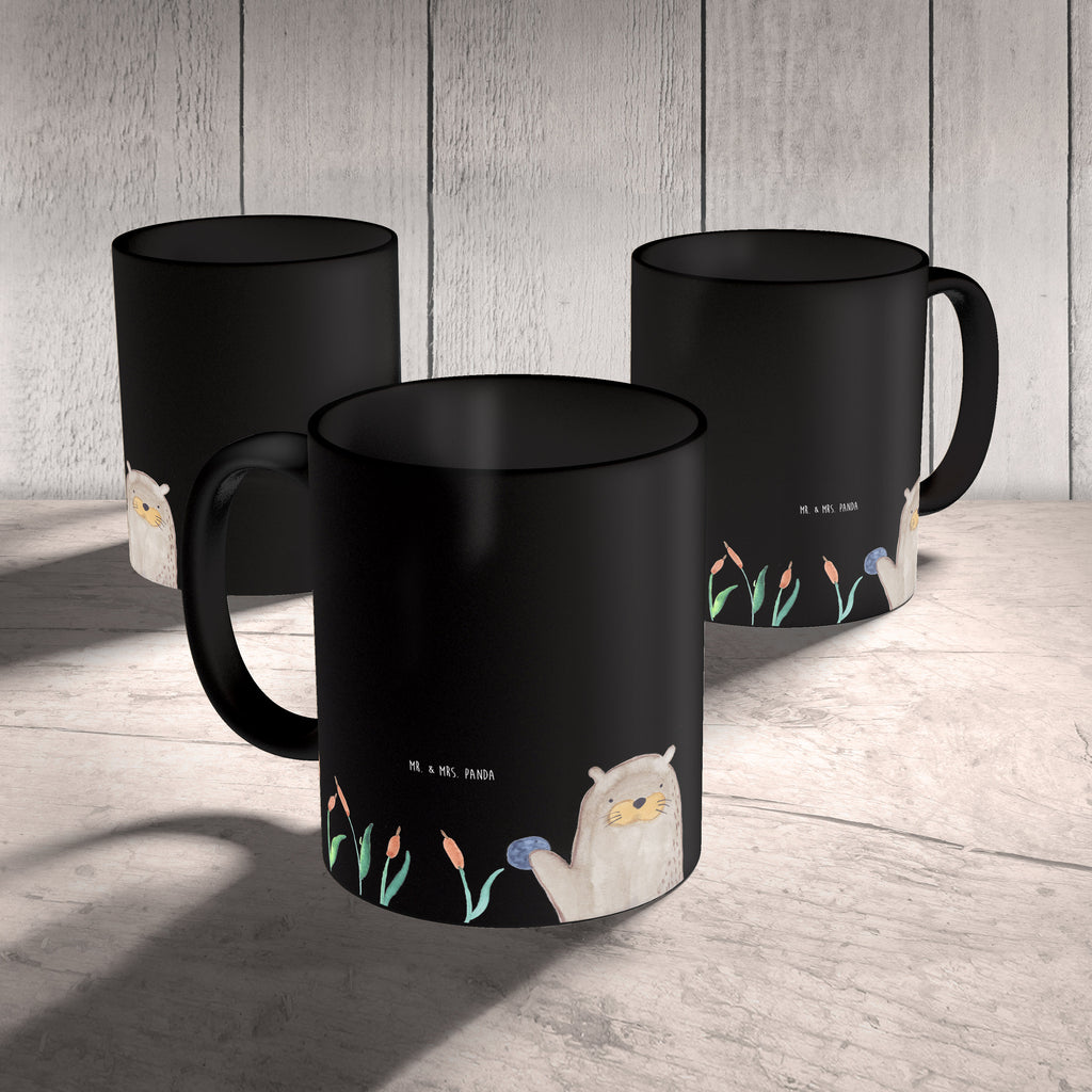 Tasse Otter mit Stein Otter Seeotter See Otter Becher, Kaffeetasse, Kaffeebecher, Tee, Frühstück, Büro  Otter,  Fischotter,  Seeotter