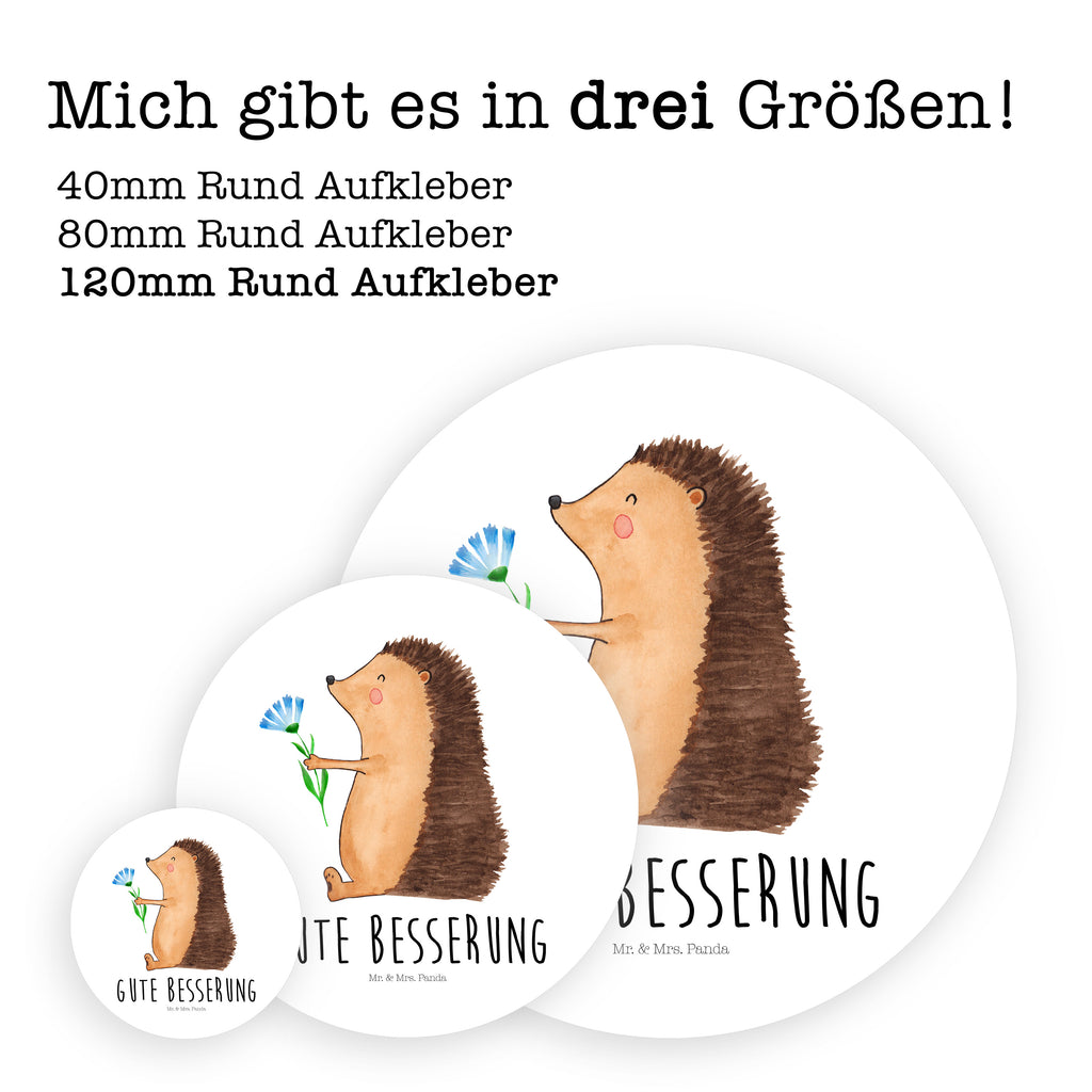 120mm Rund Aufkleber Igel mit Blume Sticker, Aufkleber, Etikett, Kinder, rund, süße Tiermotive, gute Laune, lustige Sprüche, Tiere, Igel, Gute Besserung, Genesungswünsche, Krankheit, Krankenhaus, krank, Besuch