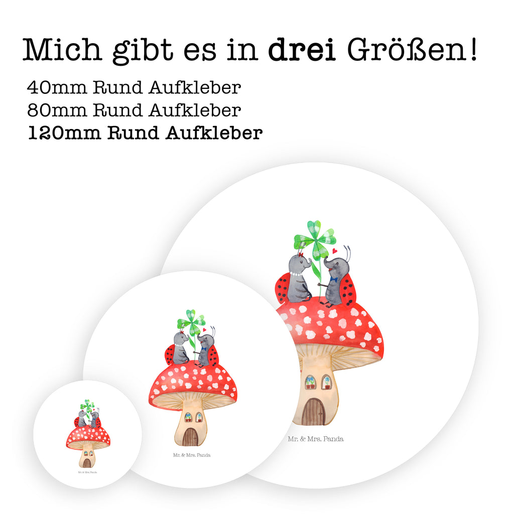 120mm Rund Aufkleber Marienkäfer Paar Fliegenpilz Sticker, Aufkleber, Etikett, Kinder, rund, süße Tiermotive, gute Laune, lustige Sprüche, Tiere, Haus, Wohnung, zuhause, Fliegenpilz, Marienkäfer, Fleigenpilzhaus