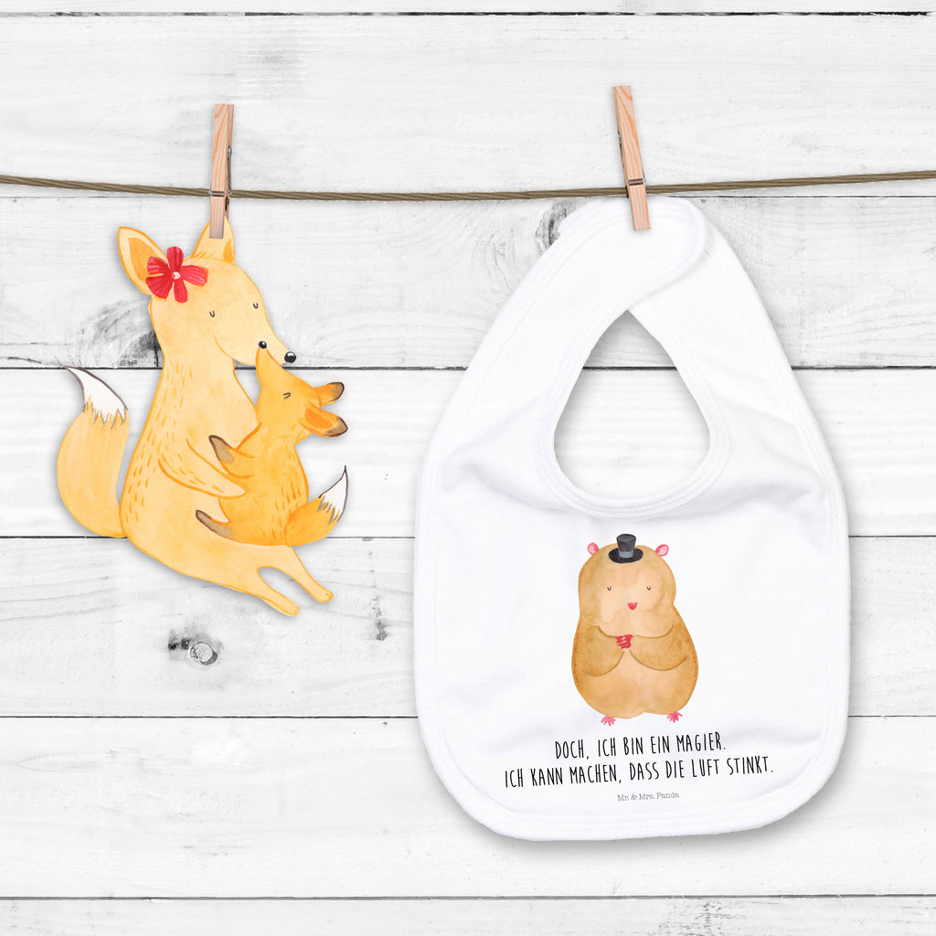 Organic Babylätzchen Hamster mit Hut Baby, Lätzchen, Spucktuch, Sabberlätzchen, Klettlätzchen, Babygeschenk, Baby Lätzchen, Geschenk für Geburt, Geschenk zur Geburt, Baby Spucktuch, Babyausstattung, Geschenkidee für Babyparty, Tiermotive, Gute Laune, lustige Sprüche, Tiere, Hamster, Hut, Magier, Zylinder, Zwerghamster, Zauberer, Houdini