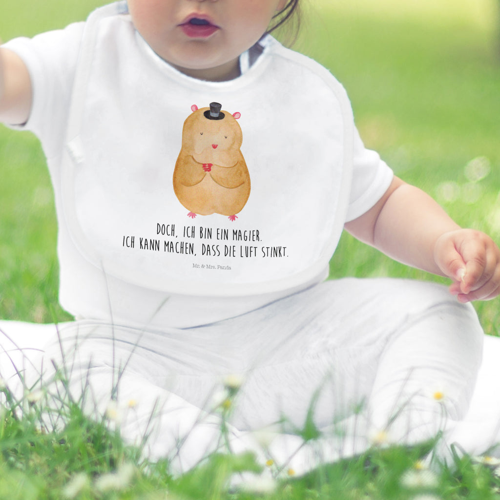 Organic Babylätzchen Hamster mit Hut Baby, Lätzchen, Spucktuch, Sabberlätzchen, Klettlätzchen, Babygeschenk, Baby Lätzchen, Geschenk für Geburt, Geschenk zur Geburt, Baby Spucktuch, Babyausstattung, Geschenkidee für Babyparty, Tiermotive, Gute Laune, lustige Sprüche, Tiere, Hamster, Hut, Magier, Zylinder, Zwerghamster, Zauberer, Houdini