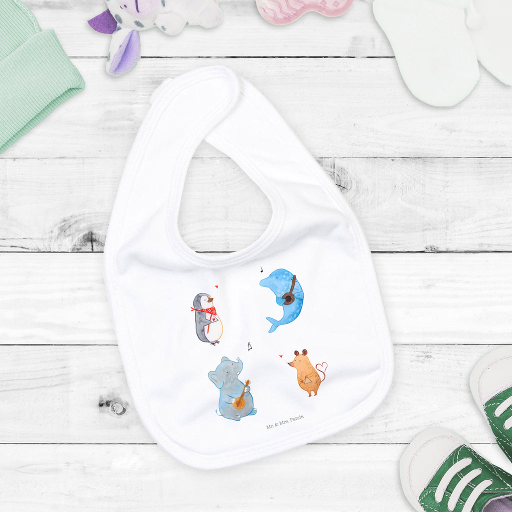 Organic Babylätzchen Big Band Baby, Lätzchen, Spucktuch, Sabberlätzchen, Klettlätzchen, Babygeschenk, Baby Lätzchen, Geschenk für Geburt, Geschenk zur Geburt, Baby Spucktuch, Babyausstattung, Geschenkidee für Babyparty, Tiermotive, Gute Laune, lustige Sprüche, Tiere, Hund, Pinguin, Maus, Elefant, Delfin, Gitarre, Band, Triangel, Musikanten, Musik