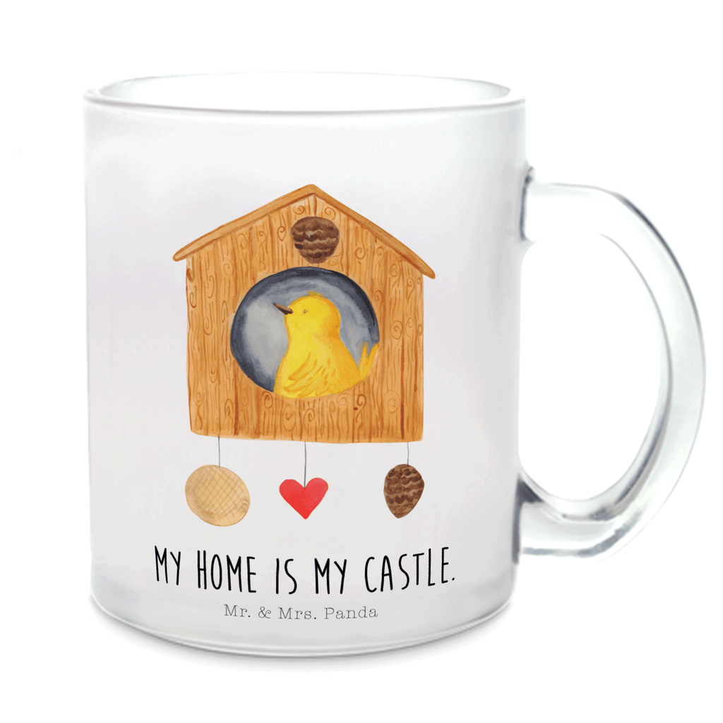 Teetasse Vogelhaus Teetasse, Teeglas, Teebecher, Tasse mit Henkel, Tasse, Glas Teetasse, Teetasse aus Glas, Tiermotive, Gute Laune, lustige Sprüche, Tiere, Vogel, Vögel, Vogelhaus, Vogelhäuschen, Home sweet home, Zuhause, Nest, Eigenheim, Familie, Wohnung, Haus, unser Haus, Lieblingsort, Castle