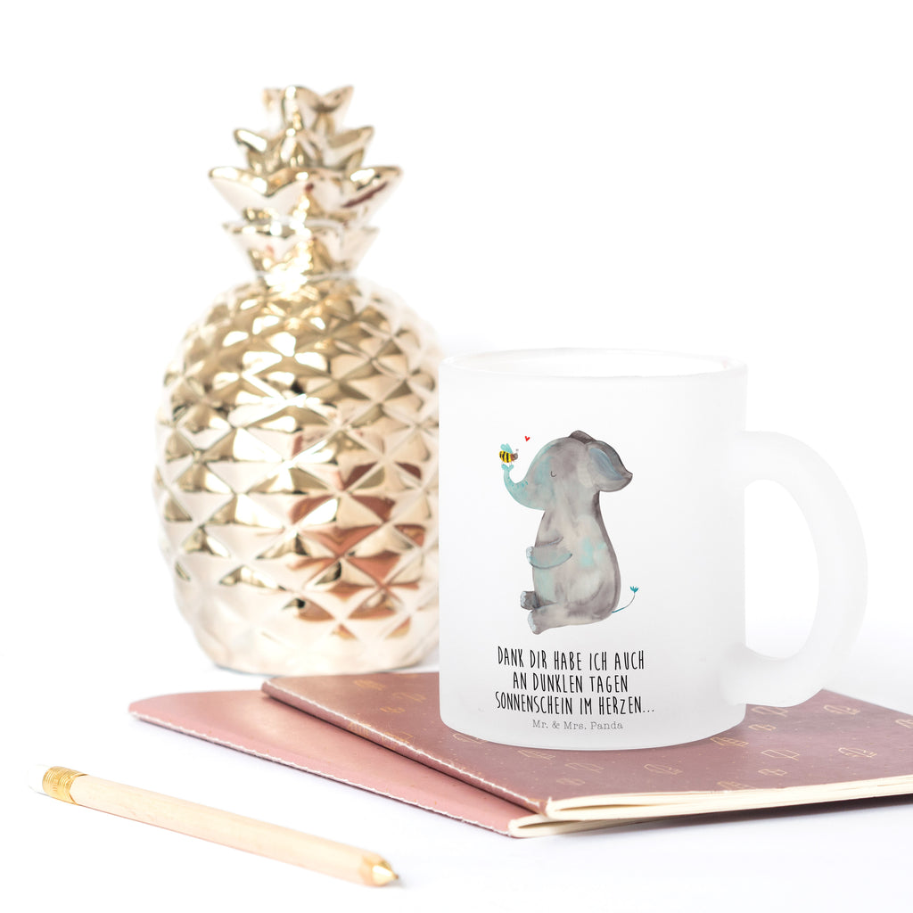 Teetasse Elefant & Biene Teetasse, Teeglas, Teebecher, Tasse mit Henkel, Tasse, Glas Teetasse, Teetasse aus Glas, Tiermotive, Gute Laune, lustige Sprüche, Tiere, Elefant, Biene, Liebe, Liebesbeweis, Jahrestag, Liebesgeschenk, Heiratsantrag, Hochzeitsgeschenk, Liebesspruch