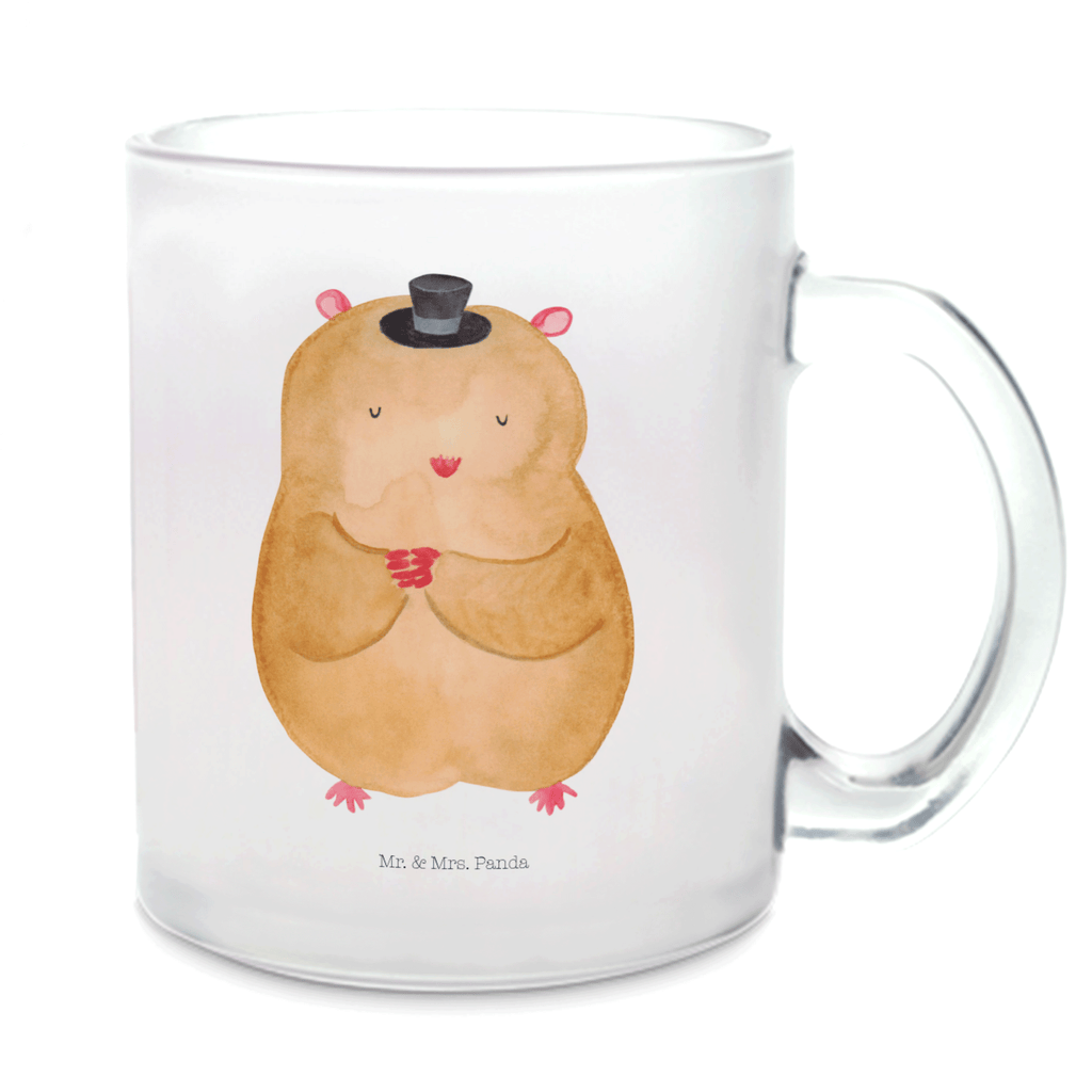 Teetasse Hamster mit Hut Teetasse, Teeglas, Teebecher, Tasse mit Henkel, Tasse, Glas Teetasse, Teetasse aus Glas, Tiermotive, Gute Laune, lustige Sprüche, Tiere, Hamster, Hut, Magier, Zylinder, Zwerghamster, Zauberer, Houdini