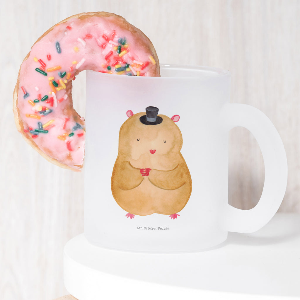 Teetasse Hamster mit Hut Teetasse, Teeglas, Teebecher, Tasse mit Henkel, Tasse, Glas Teetasse, Teetasse aus Glas, Tiermotive, Gute Laune, lustige Sprüche, Tiere, Hamster, Hut, Magier, Zylinder, Zwerghamster, Zauberer, Houdini