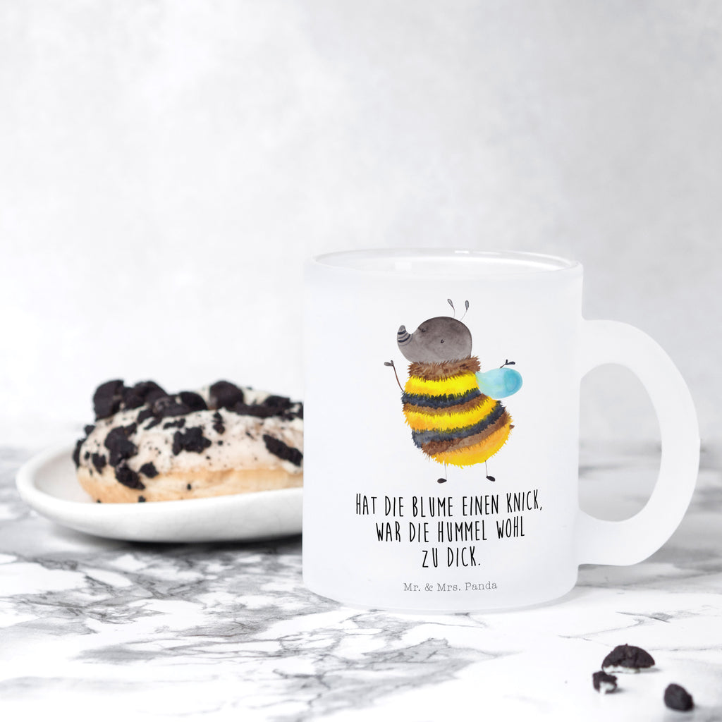 Teetasse Hummel flauschig Teetasse, Teeglas, Teebecher, Tasse mit Henkel, Tasse, Glas Teetasse, Teetasse aus Glas, Tiermotive, Gute Laune, lustige Sprüche, Tiere, Hummel, Flauschig, Biene, Blume, Natur