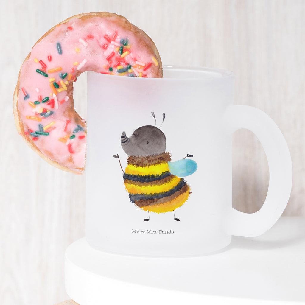 Teetasse Hummel flauschig Teetasse, Teeglas, Teebecher, Tasse mit Henkel, Tasse, Glas Teetasse, Teetasse aus Glas, Tiermotive, Gute Laune, lustige Sprüche, Tiere, Hummel, Flauschig, Biene, Blume, Natur