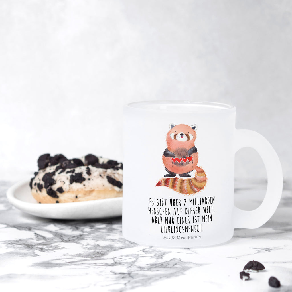 Teetasse Roter Panda Teetasse, Teeglas, Teebecher, Tasse mit Henkel, Tasse, Glas Teetasse, Teetasse aus Glas, Tiermotive, Gute Laune, lustige Sprüche, Tiere, Panda, Liebe, Rot, Herz, Liebling, Lieblingsmensch