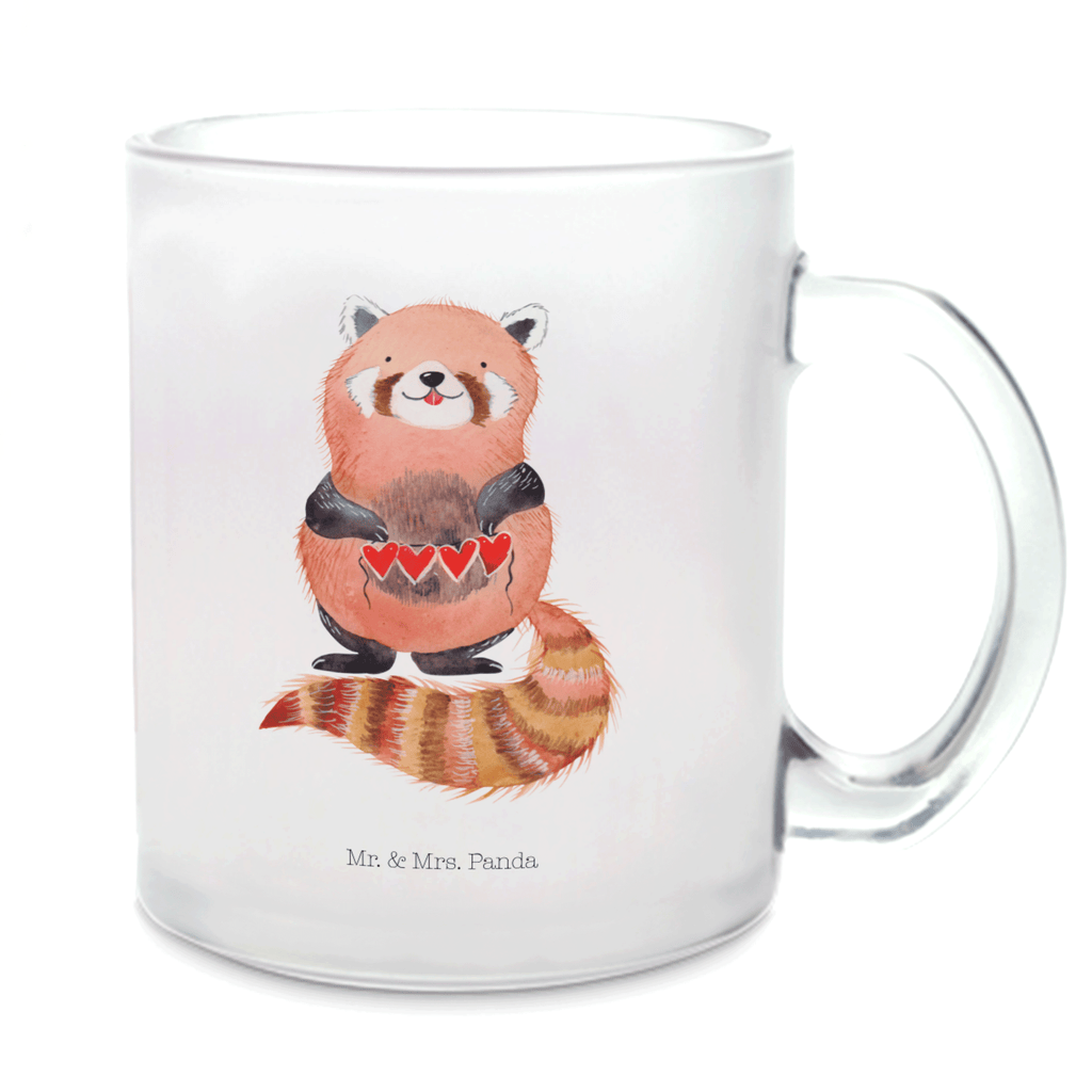 Teetasse Roter Panda Teetasse, Teeglas, Teebecher, Tasse mit Henkel, Tasse, Glas Teetasse, Teetasse aus Glas, Tiermotive, Gute Laune, lustige Sprüche, Tiere, Panda, Liebe, Rot, Herz, Liebling, Lieblingsmensch