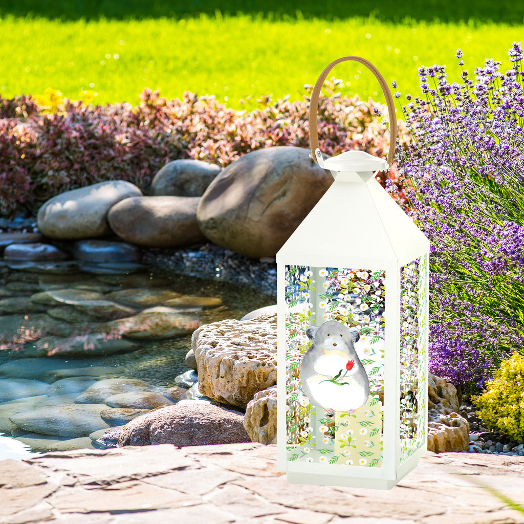 Deko Laterne Chinchilla mit Blume Gartenlampe, Gartenleuchte, Gartendekoration, Gartenlicht, Laterne  kleine Laternen, XXL Laternen, Laterne groß, Tiermotive, Gute Laune, lustige Sprüche, Tiere, Chinchilla, Chinchillas, Liebeskummer, Kummer, Depressionen, traurig sein, Chaos, Glücklichsein, Büro, Büroalltag