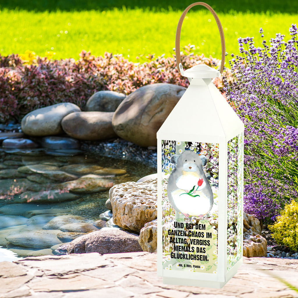 Deko Laterne Chinchilla mit Blume Gartenlampe, Gartenleuchte, Gartendekoration, Gartenlicht, Laterne  kleine Laternen, XXL Laternen, Laterne groß, Tiermotive, Gute Laune, lustige Sprüche, Tiere, Chinchilla, Chinchillas, Liebeskummer, Kummer, Depressionen, traurig sein, Chaos, Glücklichsein, Büro, Büroalltag