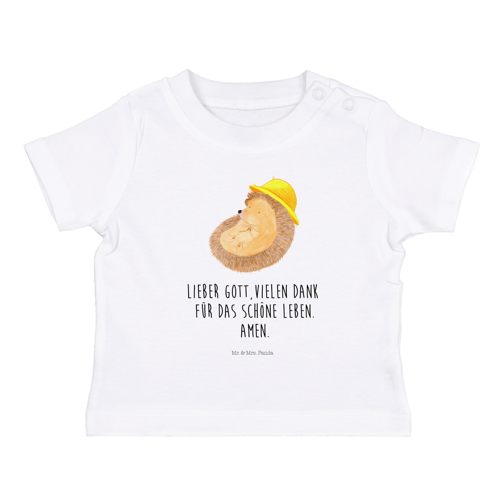 Organic Baby Shirt Igel betet Baby T-Shirt, Jungen Baby T-Shirt, Mädchen Baby T-Shirt, Shirt, Tiermotive, Gute Laune, lustige Sprüche, Tiere, Igel, Igel mit Hut, Sonnenhut, Gott, Amen, beten, Leben, Dankbarkeit, Dankbar sein, dankbar, genießen