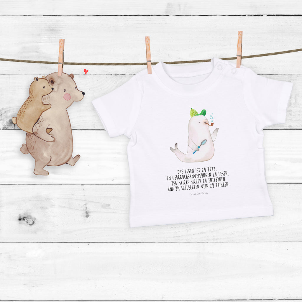 Organic Baby Shirt Robbe Sherlock Baby T-Shirt, Jungen Baby T-Shirt, Mädchen Baby T-Shirt, Shirt, Tiermotive, Gute Laune, lustige Sprüche, Tiere