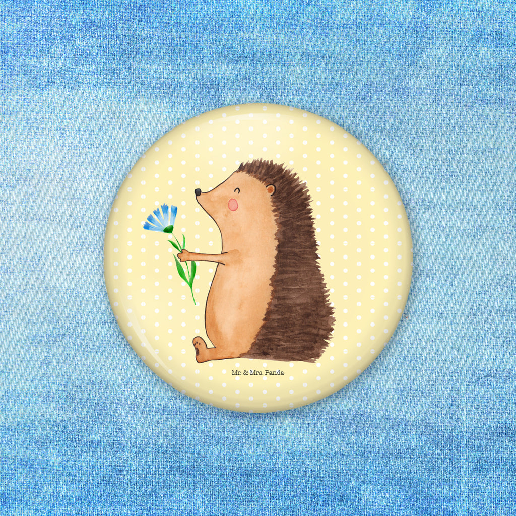 50mm Button Igel mit Blume 50mm Button, Button, Pin, Anstecknadel, Tiermotive, Gute Laune, lustige Sprüche, Tiere, Igel, Gute Besserung, Genesungswünsche, Krankheit, Krankenhaus, krank, Besuch