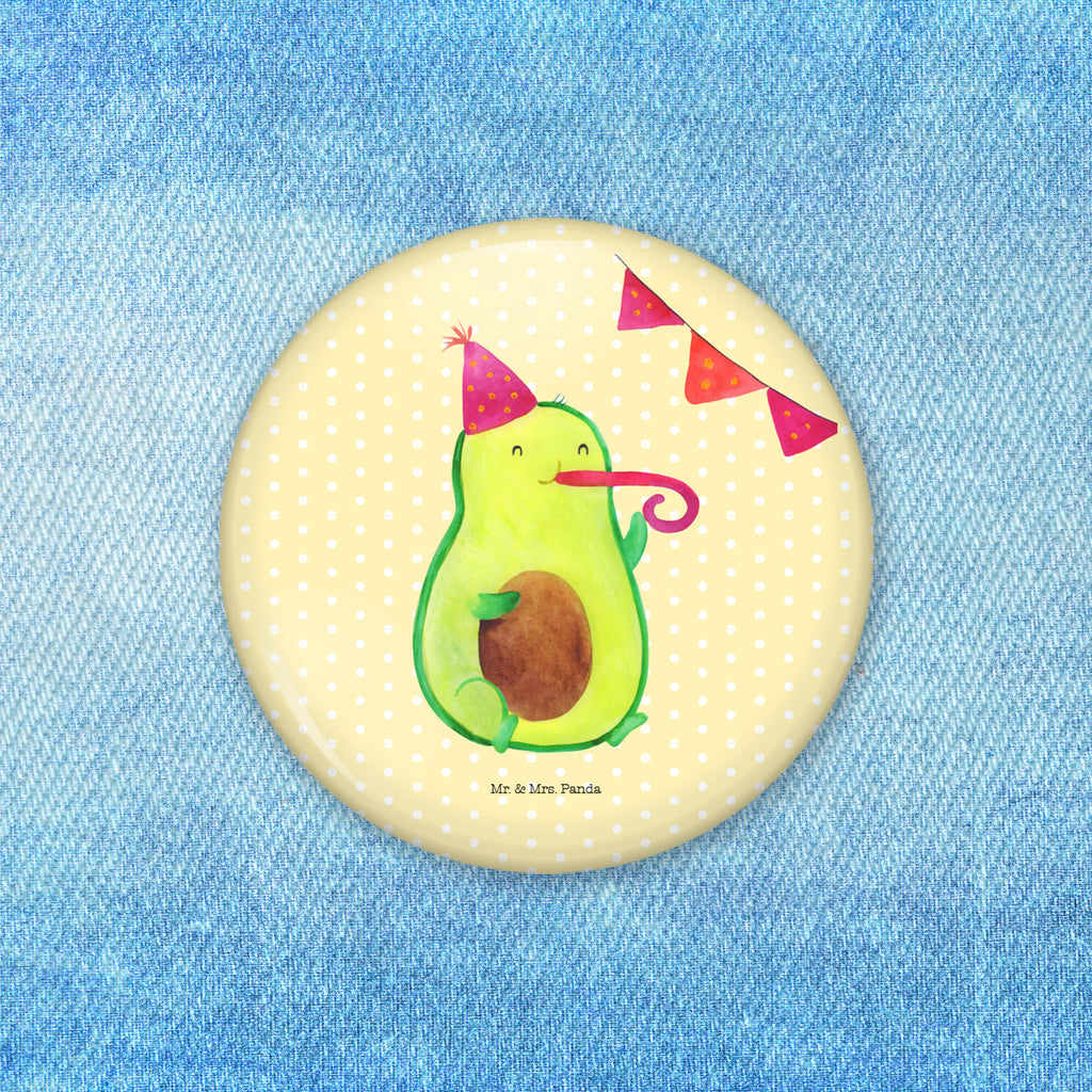 50mm Button Avocado Party Time 50mm Button, Button, Pin, Anstecknadel, Avocado, Veggie, Vegan, Gesund