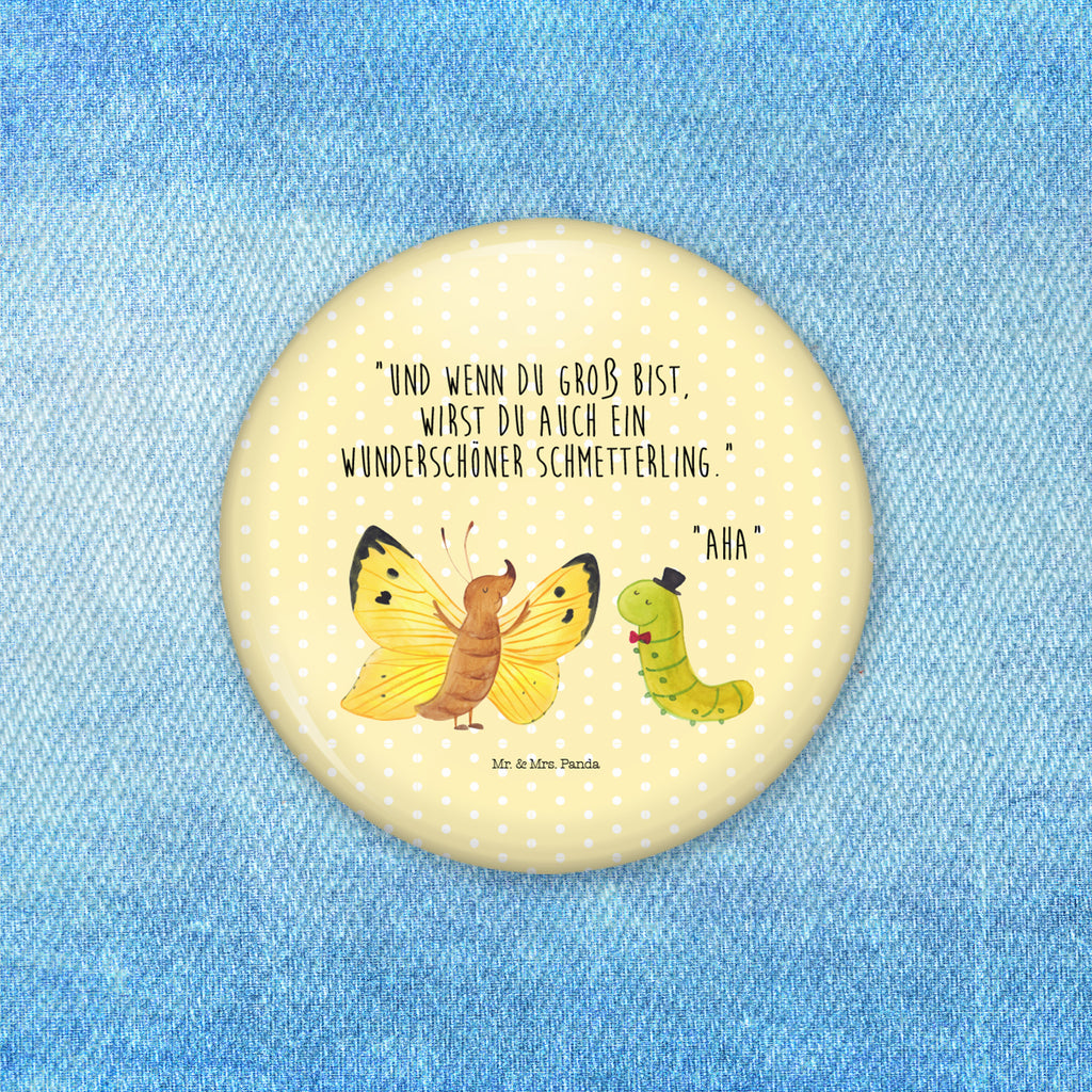 50mm Button Raupe & Schmetterling 50mm Button, Button, Pin, Anstecknadel, Tiermotive, Gute Laune, lustige Sprüche, Tiere, Raupe, Schmetterling, Zitronenfalter, Entwicklung, Erwachsen werden, Kokon, Hut, Hütchen, Schönheit, Aufwachsen