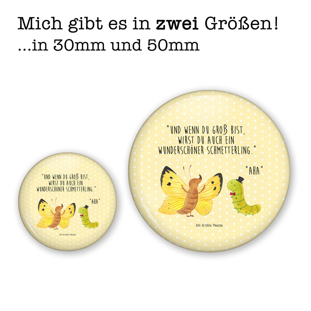 50mm Button Raupe & Schmetterling 50mm Button, Button, Pin, Anstecknadel, Tiermotive, Gute Laune, lustige Sprüche, Tiere, Raupe, Schmetterling, Zitronenfalter, Entwicklung, Erwachsen werden, Kokon, Hut, Hütchen, Schönheit, Aufwachsen