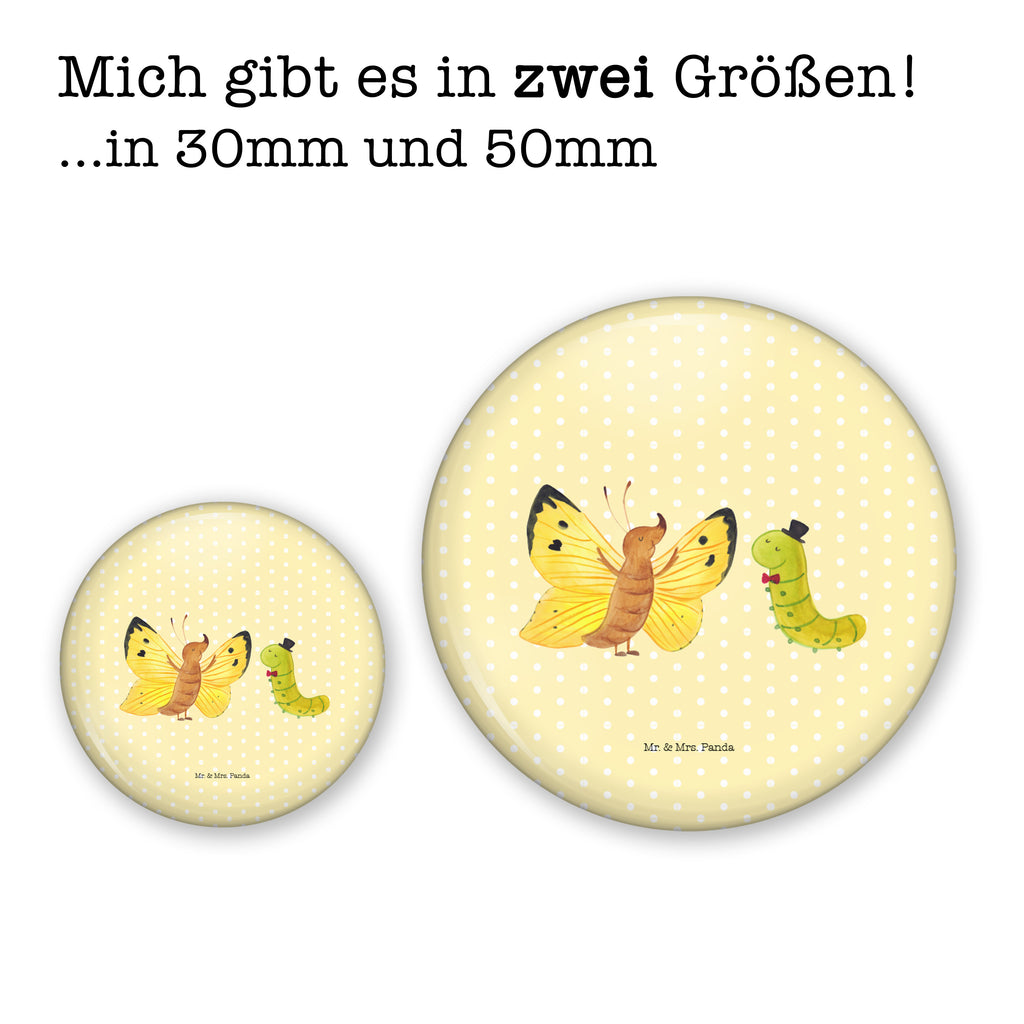 50mm Button Raupe & Schmetterling 50mm Button, Button, Pin, Anstecknadel, Tiermotive, Gute Laune, lustige Sprüche, Tiere, Raupe, Schmetterling, Zitronenfalter, Entwicklung, Erwachsen werden, Kokon, Hut, Hütchen, Schönheit, Aufwachsen