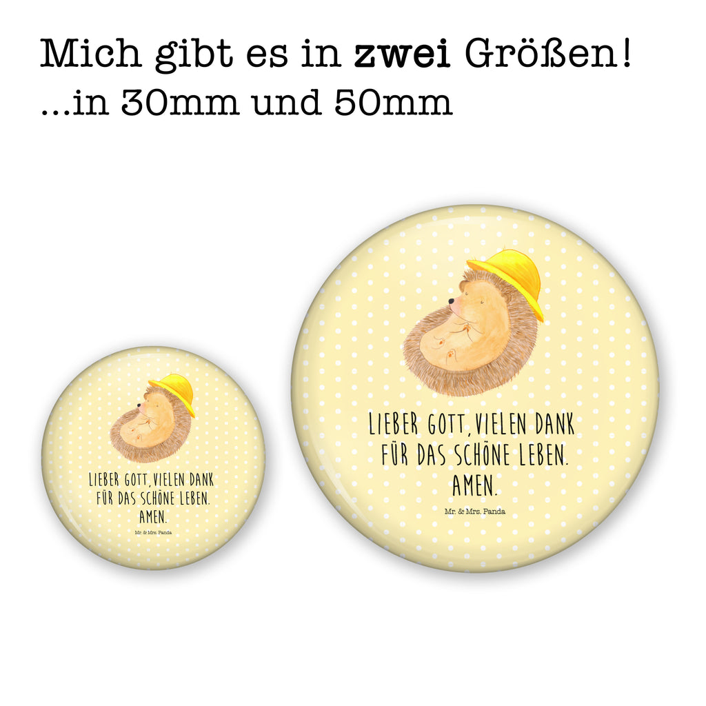 50mm Button Igel betet 50mm Button, Button, Pin, Anstecknadel, Tiermotive, Gute Laune, lustige Sprüche, Tiere, Igel, Igel mit Hut, Sonnenhut, Gott, Amen, beten, Leben, Dankbarkeit, Dankbar sein, dankbar, genießen