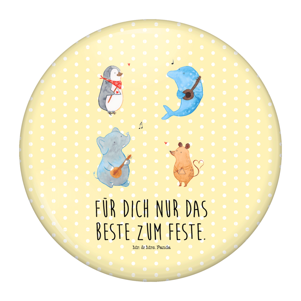 50mm Button Big Band 50mm Button, Button, Pin, Anstecknadel, Tiermotive, Gute Laune, lustige Sprüche, Tiere, Hund, Pinguin, Maus, Elefant, Delfin, Gitarre, Band, Triangel, Musikanten, Musik