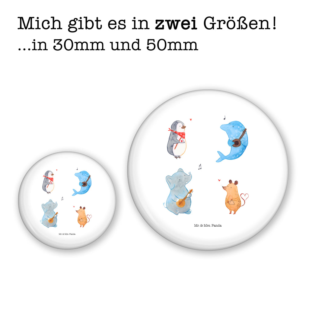 50mm Button Big Band 50mm Button, Button, Pin, Anstecknadel, Tiermotive, Gute Laune, lustige Sprüche, Tiere, Hund, Pinguin, Maus, Elefant, Delfin, Gitarre, Band, Triangel, Musikanten, Musik