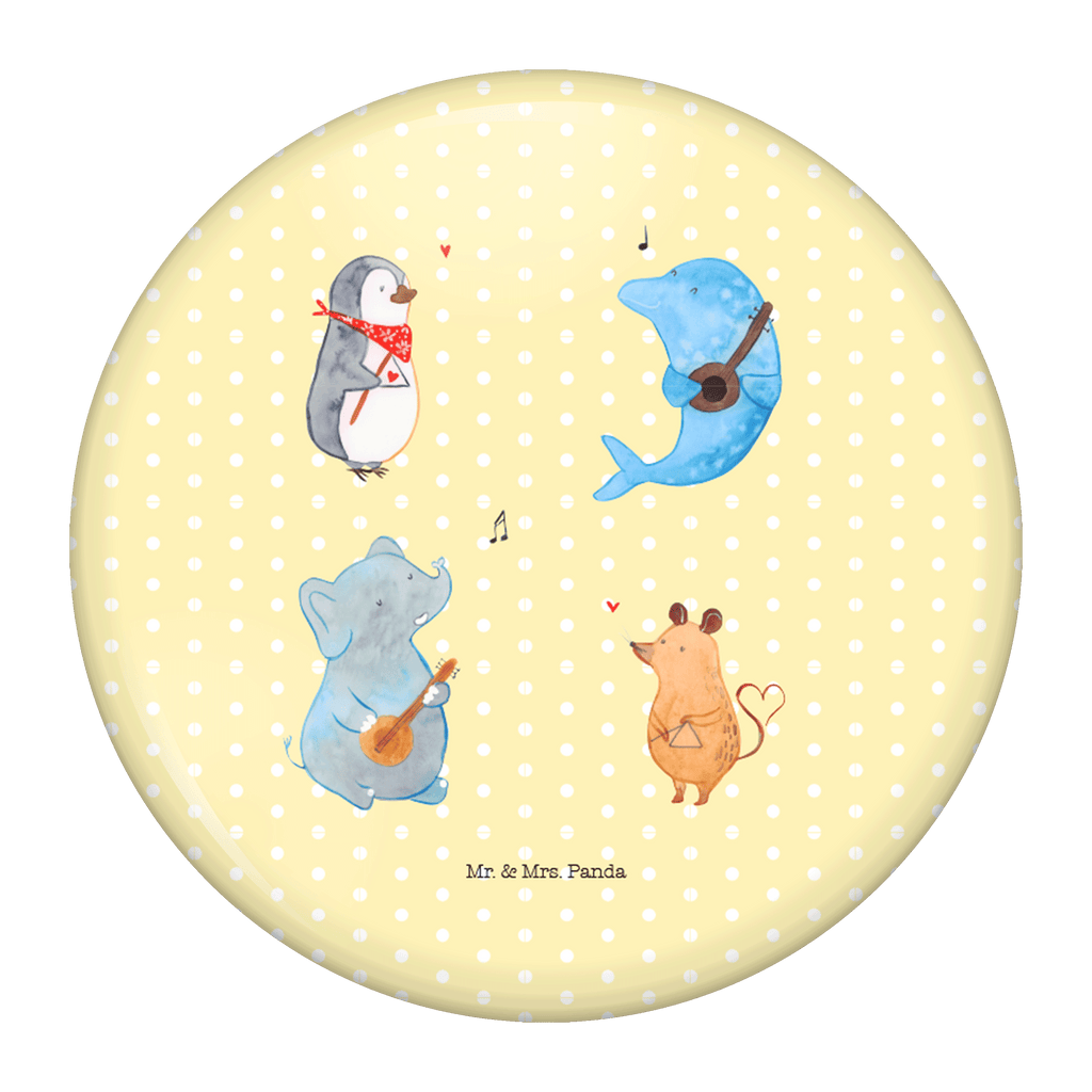 50mm Button Big Band 50mm Button, Button, Pin, Anstecknadel, Tiermotive, Gute Laune, lustige Sprüche, Tiere, Hund, Pinguin, Maus, Elefant, Delfin, Gitarre, Band, Triangel, Musikanten, Musik