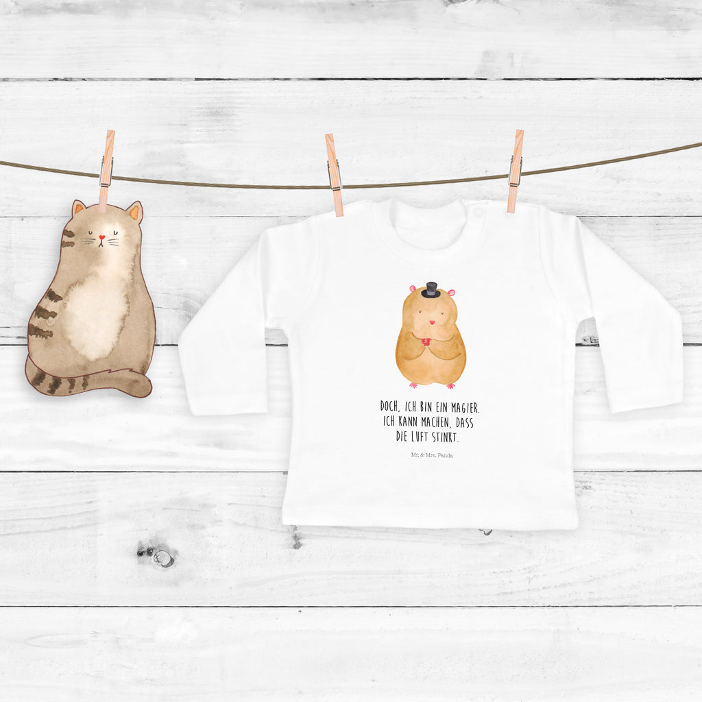 6-12 Monate Baby Longsleeve Hamster mit Hut Mädchen, Jungen, Baby, Longsleeve, Langarm, Bio, Kleidung, uni, Langarmshirt, Tiermotive, Gute Laune, lustige Sprüche, Tiere, Hamster, Hut, Magier, Zylinder, Zwerghamster, Zauberer, Houdini