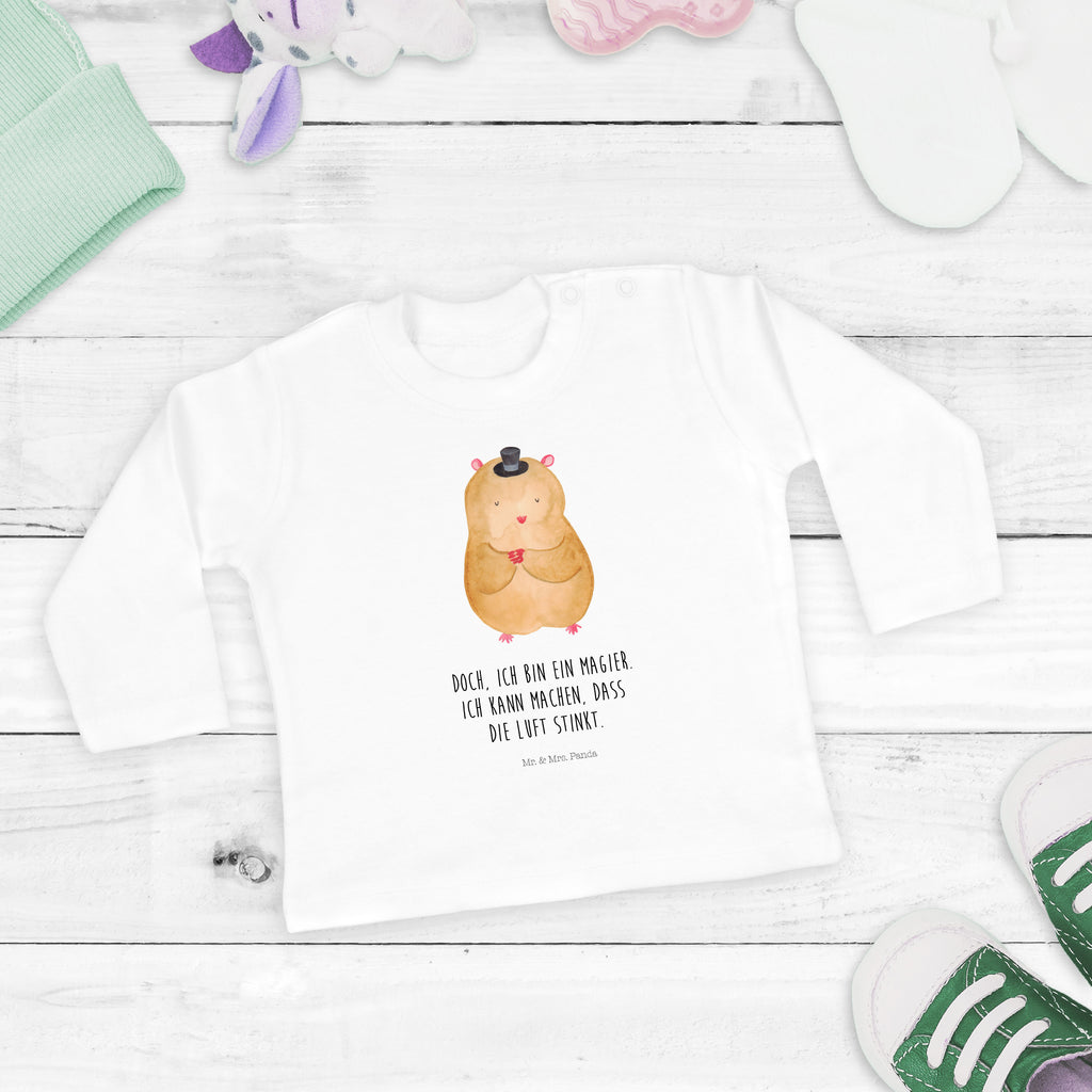 6-12 Monate Baby Longsleeve Hamster mit Hut Mädchen, Jungen, Baby, Longsleeve, Langarm, Bio, Kleidung, uni, Langarmshirt, Tiermotive, Gute Laune, lustige Sprüche, Tiere, Hamster, Hut, Magier, Zylinder, Zwerghamster, Zauberer, Houdini