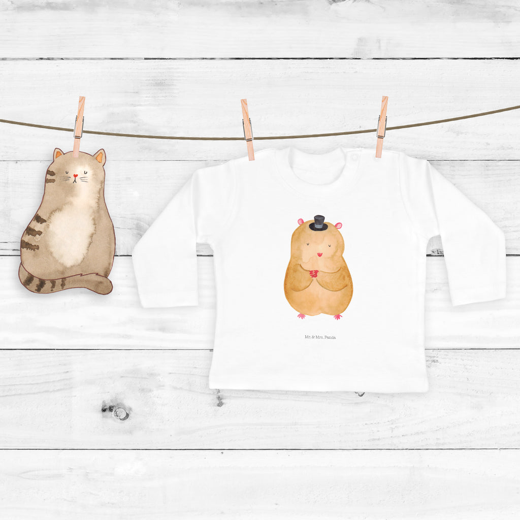 6-12 Monate Baby Longsleeve Hamster mit Hut Mädchen, Jungen, Baby, Longsleeve, Langarm, Bio, Kleidung, uni, Langarmshirt, Tiermotive, Gute Laune, lustige Sprüche, Tiere, Hamster, Hut, Magier, Zylinder, Zwerghamster, Zauberer, Houdini