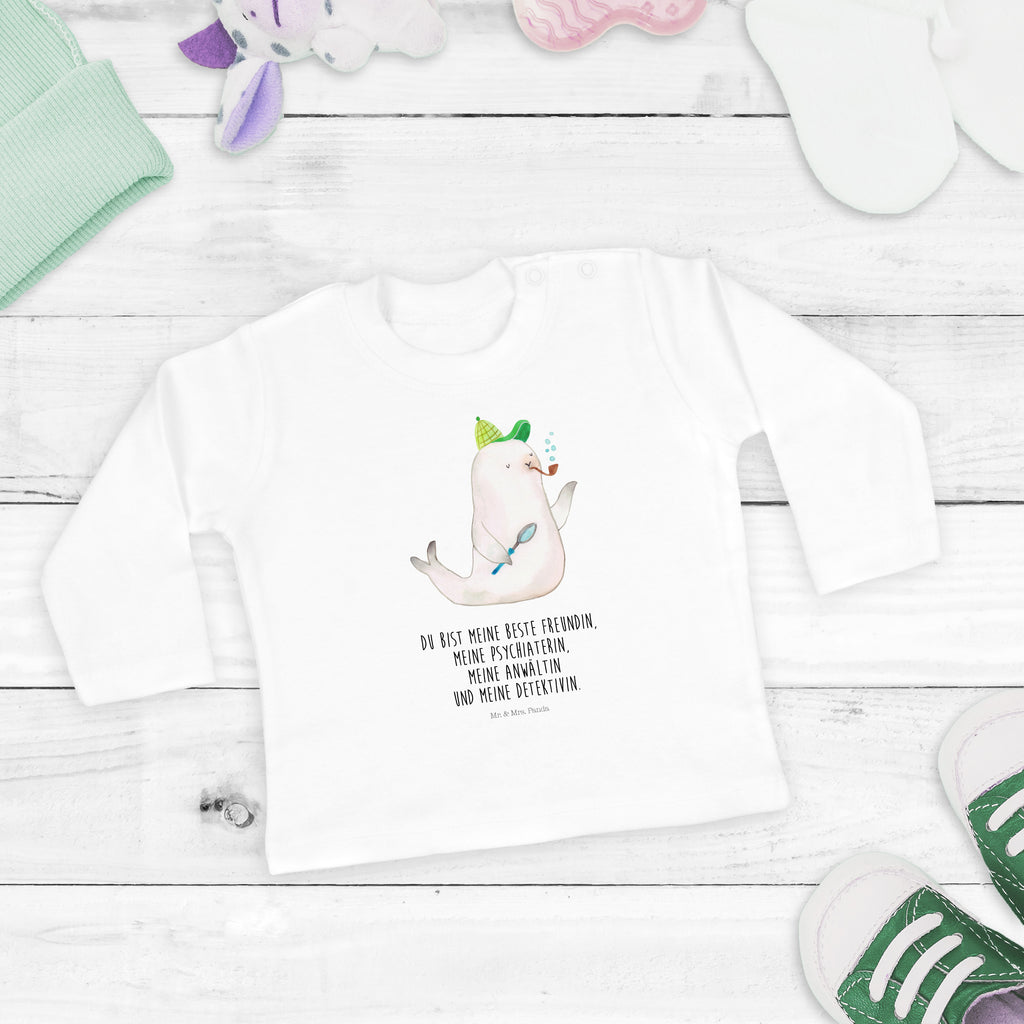 6-12 Monate Baby Longsleeve Robbe Sherlock Mädchen, Jungen, Baby, Longsleeve, Langarm, Bio, Kleidung, uni, Langarmshirt, Tiermotive, Gute Laune, lustige Sprüche, Tiere