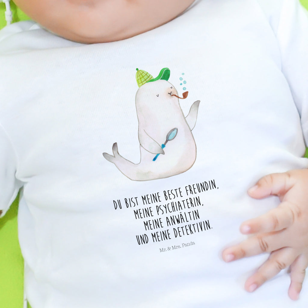 6-12 Monate Baby Longsleeve Robbe Sherlock Mädchen, Jungen, Baby, Longsleeve, Langarm, Bio, Kleidung, uni, Langarmshirt, Tiermotive, Gute Laune, lustige Sprüche, Tiere