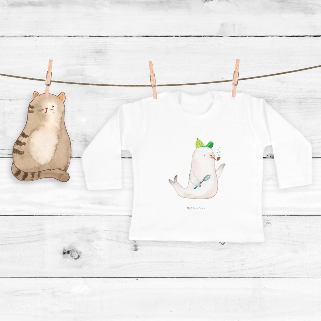 6-12 Monate Baby Longsleeve Robbe Sherlock Mädchen, Jungen, Baby, Longsleeve, Langarm, Bio, Kleidung, uni, Langarmshirt, Tiermotive, Gute Laune, lustige Sprüche, Tiere