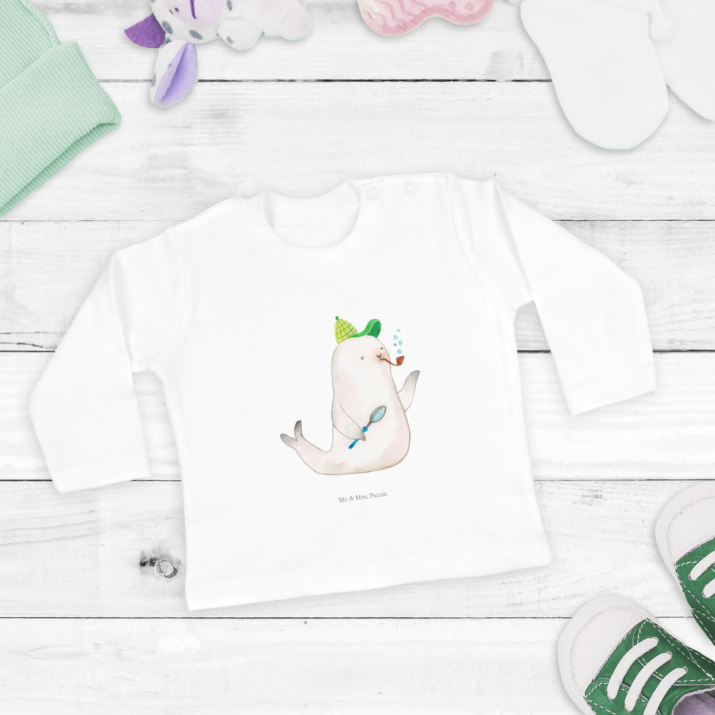 6-12 Monate Baby Longsleeve Robbe Sherlock Mädchen, Jungen, Baby, Longsleeve, Langarm, Bio, Kleidung, uni, Langarmshirt, Tiermotive, Gute Laune, lustige Sprüche, Tiere
