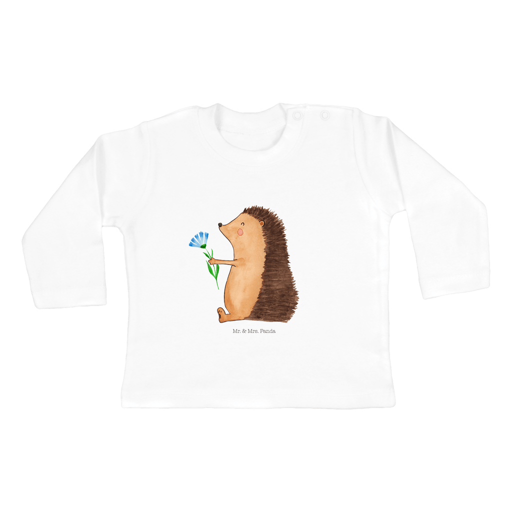 12-18 Monate Baby Longsleeve Igel mit Blume Mädchen, Jungen, Baby, Langarm, Bio, Kleidung, Tiermotive, Gute Laune, lustige Sprüche, Tiere, Igel, Gute Besserung, Genesungswünsche, Krankheit, Krankenhaus, krank, Besuch