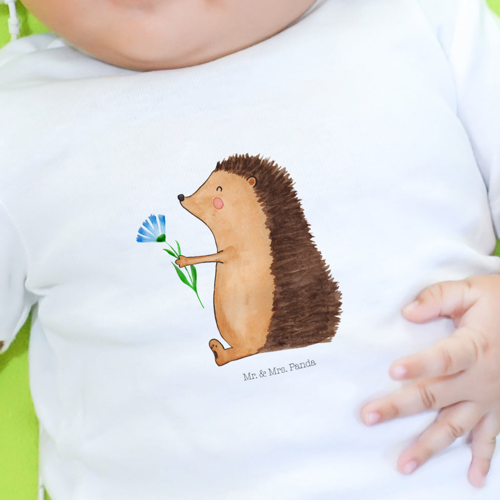 12-18 Monate Baby Longsleeve Igel mit Blume Mädchen, Jungen, Baby, Langarm, Bio, Kleidung, Tiermotive, Gute Laune, lustige Sprüche, Tiere, Igel, Gute Besserung, Genesungswünsche, Krankheit, Krankenhaus, krank, Besuch