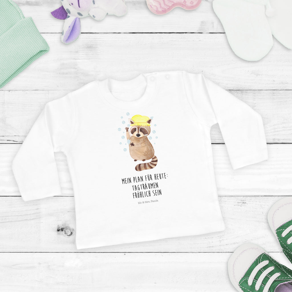 12-18 Monate Baby Longsleeve Waschbär Mädchen, Jungen, Baby, Langarm, Bio, Kleidung, Tiermotive, Gute Laune, lustige Sprüche, Tiere, Waschbär, Tagträumen, Plan, Fröhlich, waschen, Seifenblasen