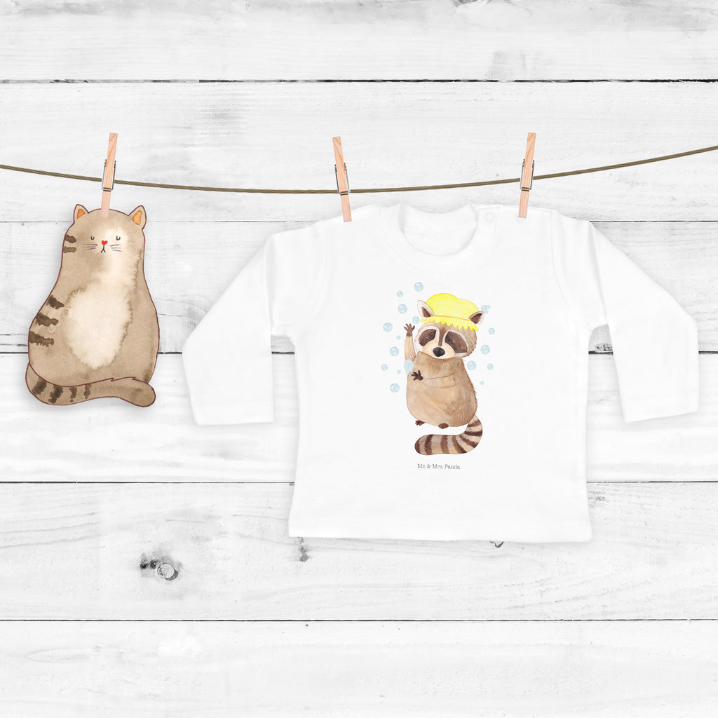 12-18 Monate Baby Longsleeve Waschbär Mädchen, Jungen, Baby, Langarm, Bio, Kleidung, Tiermotive, Gute Laune, lustige Sprüche, Tiere, Waschbär, Tagträumen, Plan, Fröhlich, waschen, Seifenblasen
