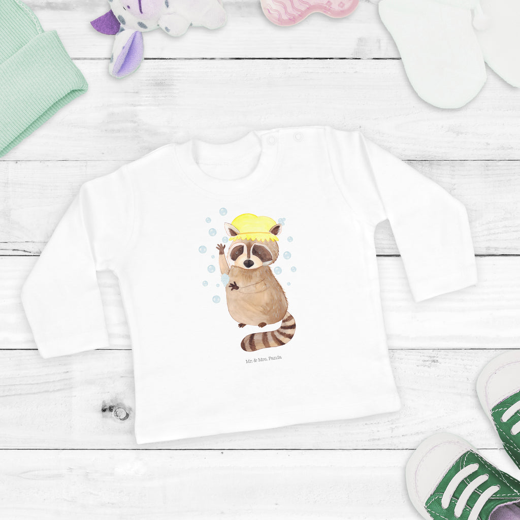 12-18 Monate Baby Longsleeve Waschbär Mädchen, Jungen, Baby, Langarm, Bio, Kleidung, Tiermotive, Gute Laune, lustige Sprüche, Tiere, Waschbär, Tagträumen, Plan, Fröhlich, waschen, Seifenblasen