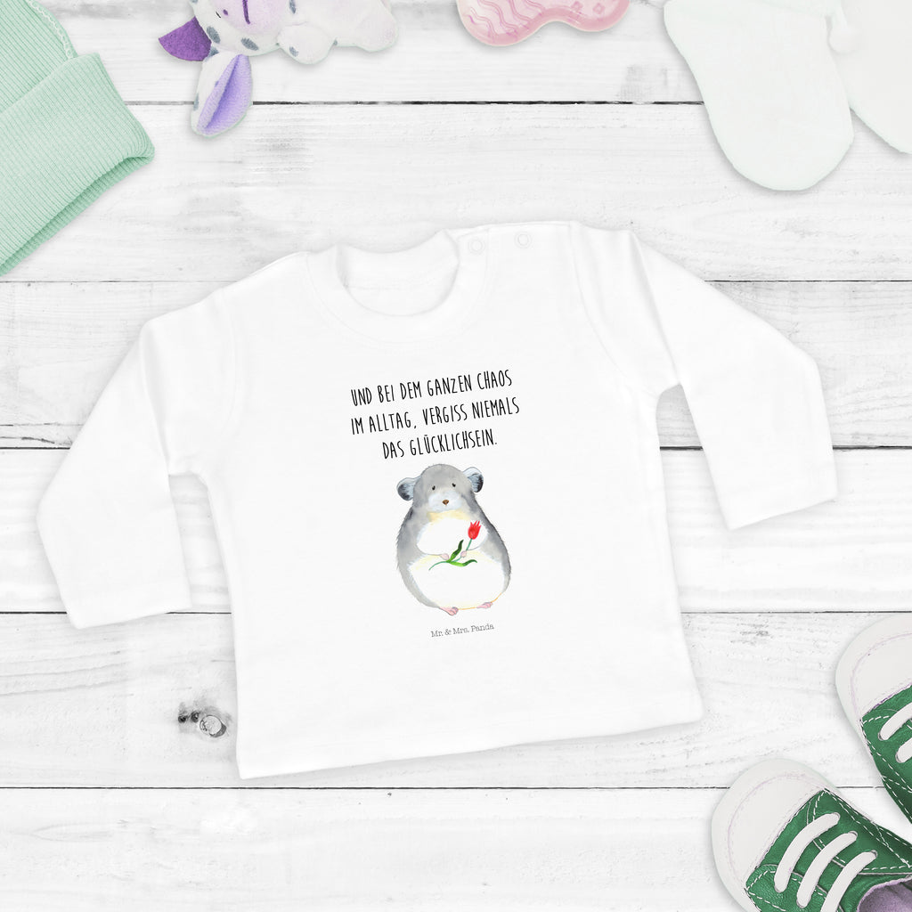 12-18 Monate Baby Longsleeve Chinchilla mit Blume Mädchen, Jungen, Baby, Langarm, Bio, Kleidung, Tiermotive, Gute Laune, lustige Sprüche, Tiere, Chinchilla, Chinchillas, Liebeskummer, Kummer, Depressionen, traurig sein, Chaos, Glücklichsein, Büro, Büroalltag