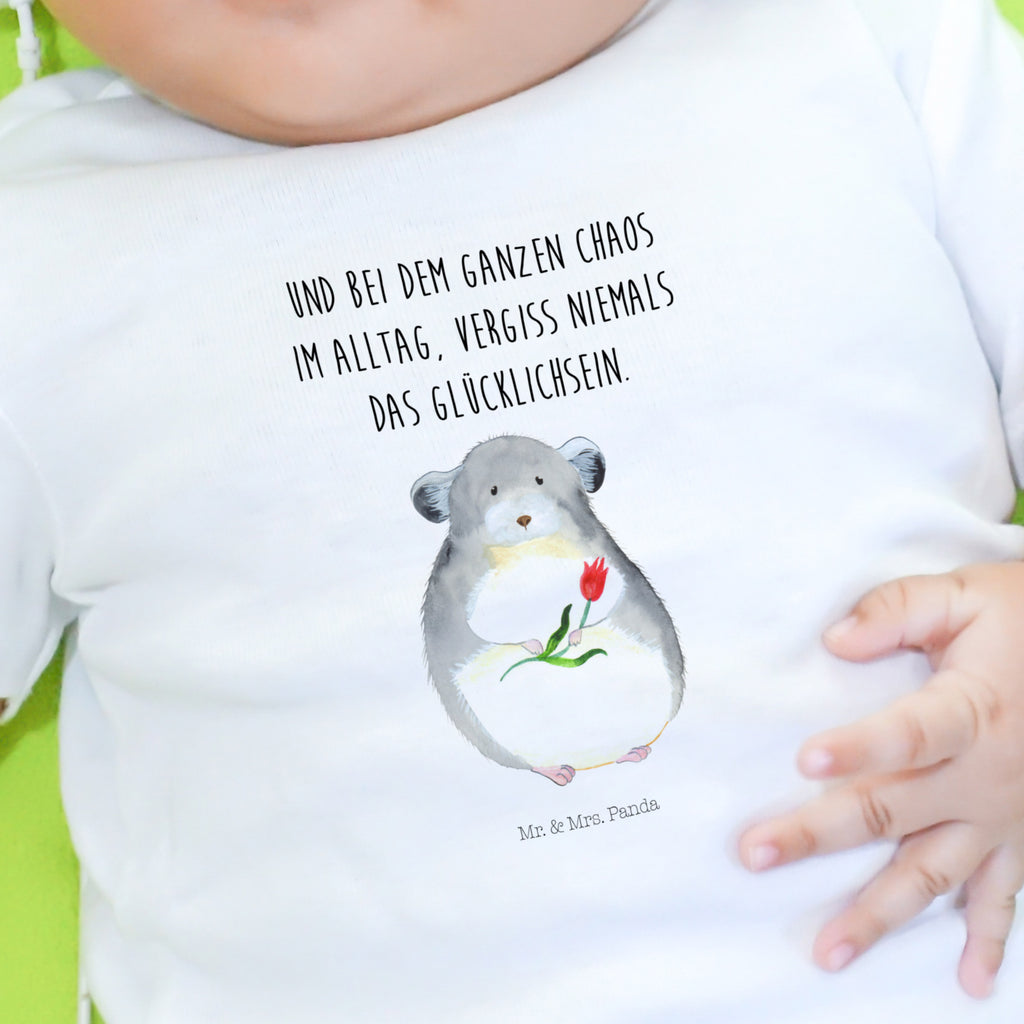12-18 Monate Baby Longsleeve Chinchilla mit Blume Mädchen, Jungen, Baby, Langarm, Bio, Kleidung, Tiermotive, Gute Laune, lustige Sprüche, Tiere, Chinchilla, Chinchillas, Liebeskummer, Kummer, Depressionen, traurig sein, Chaos, Glücklichsein, Büro, Büroalltag